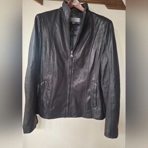 Marc New York Black Lambskin Leather Jacket Zip Pockets Buttery Soft Womens XL